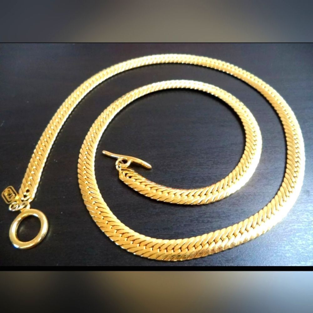 VINTAGE SIGNED JONES OF NEW YORK GOLD TONE 25" NECKLACE EXCELLENT CONDITION